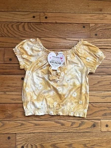 Beautees Size 6 Girls Short Sleeve Shirt w/ Scrunchie Yellow Daisies - Picture 1 of 6
