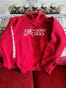 Fox Racing Hoodie Pullover Red Kids Large fox riders co red and black vintage - Picture 1 of 3