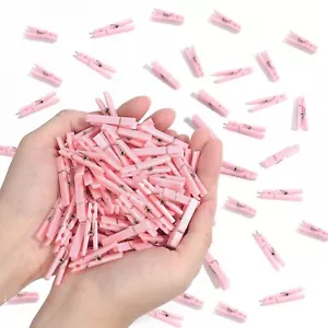 100PCS Mini Pink Clothespins Baby Shower Games 1.4" Party Decoration Clips - Picture 1 of 6