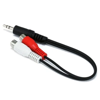 0.5FT 1/8" 3.5mm Stereo Male to Dual RCA Female Y Splitter Audio Cable Converter - Image 1 of 3