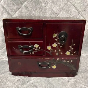 Japanische kleine Tansu Schubladenkommode Nähkasten aus Holz Vintage 24×20×15cm - Bild 1 von 4