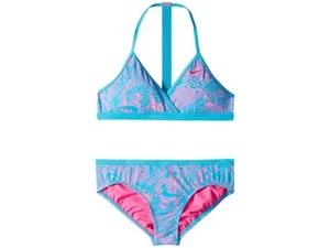 Nike L37133 Kids Light Blue Fury Doodle T-Back Bikini Swim Set Size Medium - Picture 1 of 1