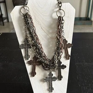Gypsy Soule Statement Cross Goth Multi Chain Necklace - Picture 1 of 9