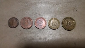 Vintage Germany 5 Coin Lot Includes 1949J 10 Pfennig + 1950D 5 Pfennig - Picture 1 of 4