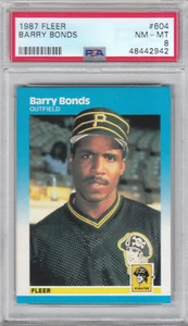 Tarjeta de novato Fleer Baseball Pirates Barry Bonds 1987 #604 PSA 8 casi nueva-como nueva (2942) - Imagen 1 de 2
