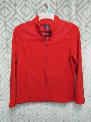 Basic Editions Jacket Size M Red Front Open Zipper Long Sleeve Pockets Casual - Image 1 of 3