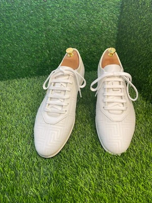 Zapato Derby Versace Para Hombres Blanco Llave Griega Cuero Bordado Talla US10 EU43 Con Cordones Foto 1 de 4