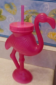 Pink FLAMINGO Straw Lid Florida Goblet Plastic Glass Pool Friendly Luau Party - Picture 1 of 5
