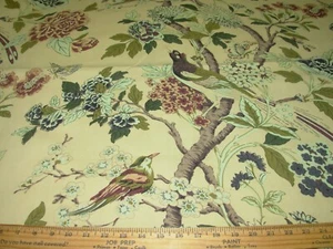 1 6/8 YDS MILLENNIUM BIRDS BUTTERFLIES LINED COTTON UPHOLSTERY FABRIC FOR LESS - Picture 1 of 5