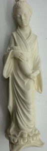 Antique Geisha with Fish - Vintage Golden Crown E & R Italy - White Color Figure - Picture 1 of 11