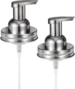 Mason Jar Foaming Soap Dispenser Pump Lids, Rustproof Stainless Steel Lid Plasti - Picture 1 of 12