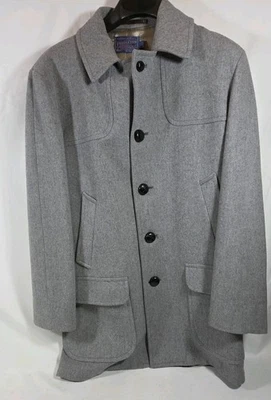 Vintage Pendleton Wool Overcoat Car Coat Men's Size 44 Grey FREE SHIP - Image 1 of 4