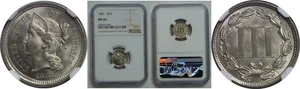 1881 3C Nickel Three Cent NGC MS-65 - Picture 1 of 3