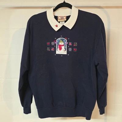 Morning Sun 海军蓝雪人红衣主教刺绣领运动衫 — 第 1/4 张图片