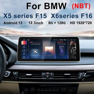 12.3" Android 13 Car Stereo GPS 128GB Car Play Screen For BMW X5 F15 X6 F16 NBT - Image 1 of 4