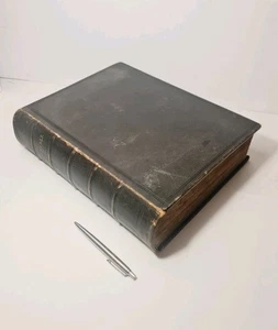 Large Antique Payne Illustrated Leather-Bound Family Bible - Hagger of London - Picture 1 of 24