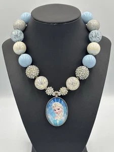 Disney Frozen Halskette Elsa Anhänger groß bunte Acrylperlen Knebelverschluss - Bild 1 von 11