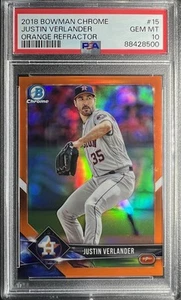 2018 Bowman Chrome Justin Verlander #15 Orange Refractor /25 PSA 10 Pop 5 - Bild 1 von 2
