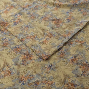 Sanskriti Vintage Sarees Cream Pure Crepe Silk Printed Sari 5+Yd Craft Fabric - Picture 1 of 12