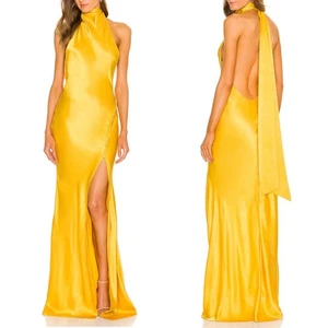 NUEVO CON ETIQUETAS Sau Lee Penélope Vestido de Satén Sin Espalda EE. UU. 4 Dorado Amarillo Vestido de Noche Formal - Imagen 1 de 18