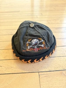 Vintage CSI Bullet Proof Skull Cap Flames Iron Cross Bones Biker Y2K Skate Hat - Picture 1 of 4