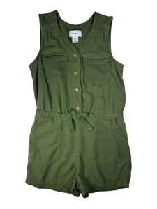 Old Navy Girl's Romper Size M (8) Dark Green Linen Sleeveless - Picture 1 of 4