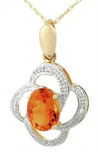 Collar de oro liso de 2 tonos diamante y citrino de 1,10 quilates - Imagen 1 de 1