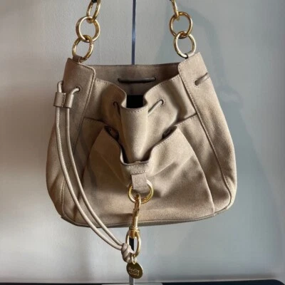 See By Chloé Tony Bolsa Balde de Camurça e Couro Marrom com Alça de Anel de Ouro - Usado - Imagem 1 de 4