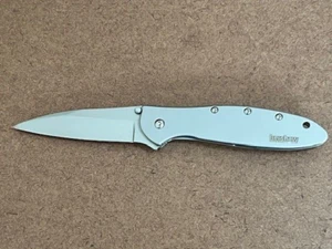 Kershaw leek 1660 SILVER Plain EDGE Blade A/O Folding Pocket knife . -Excellent - Picture 1 of 7