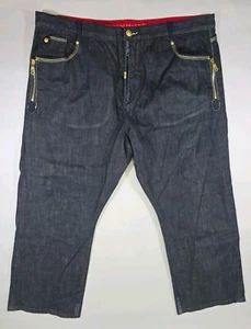 Vintage Men's Crown Holder Embroidered Dark Blue Jeans 48x36 Actual 48x31 - Picture 1 of 14