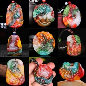 Jade Drache Anhänger Halskette Männer Charms Natur Halskette Bunt Schmuck - Bild 1 von 28