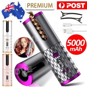 LCD Cordless Auto Rotating Hair Curler Hair Waver Curling Iron Wireless Ceramic - Picture 1 of 12