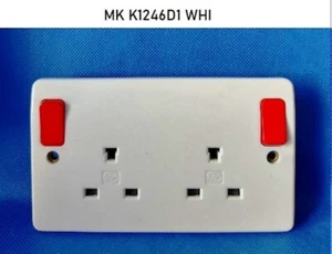 MK Double Sockets K1246D1 | White | Red Switches - Picture 1 of 3