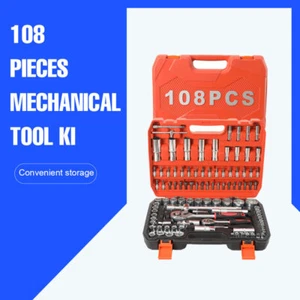 108tlg Mechaniker Werkzeug Set Steckschlüssel Ratsche Schraubenschlüssel Set Auto Reparatur Werkzeugset mit Box - Bild 1 von 11