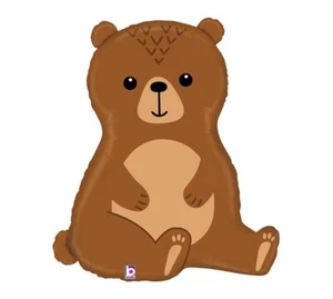 Jungle Woods Animal Brown Bear Large 34" Foil Balloon Happy Birthday Party Jumbo - Picture 1 of 1