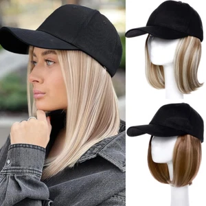Women Baseball Cap Hat with Synthetic Hair Short/Long Hair Wigs Cover Highlight - Picture 1 of 49