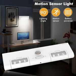 Battery Operated 6 LED PIR Motion Sensor Cabinet Light Closet Night Lamp Bar 90° - Picture 1 of 9
