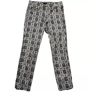Escada Pants Floral Lace Designer Black White Business Work Jeans Womens 30x36 - Picture 1 of 16