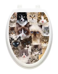 Tatuajes de inodoro decoración tapa extraíble vinilo gatos en abundancia - Imagen 1 de 2