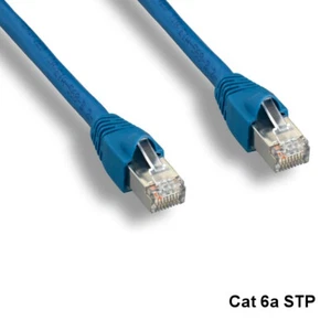 KNTK Blue 10ft Cat6A STP Cable Shielded 10Gbps 24AWG 600MHz Networking RJ45 - Picture 1 of 1