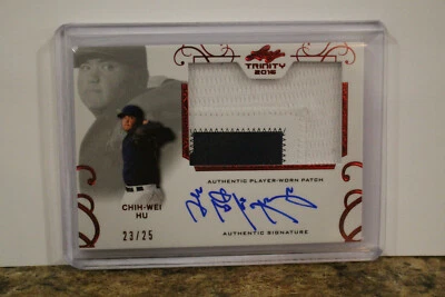 CHIH-WEI HU 2016 LEAF TRINITY JERSEY AUTOGRAPH GREAT PATCH #23/25 RAYS PADRES - Image 1 of 2
