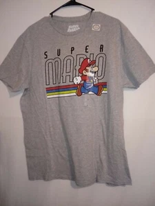 Nintendo Super Mario Video Game Retro Graphic Gray T-Shirt Men's Large New! - Picture 1 of 4