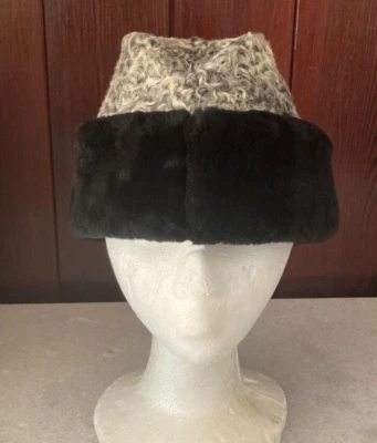 Sombrero Embajador North King Negro Gris Persa Piel de Cordero y Mouton Orejeras PEQUEÑO Foto 1 de 4