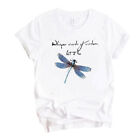 For Women Dragonfly Print Short Sleeves T Shirt Tee Top Soft Breathable Loose