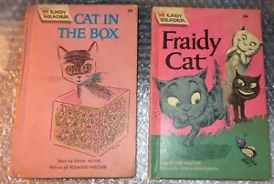 2 VINTAGE EASY READER WONDER HARDBACK BOOKS 1963 CAT IN THE BOX 1970 FRAIDY CAT - Picture 1 of 8