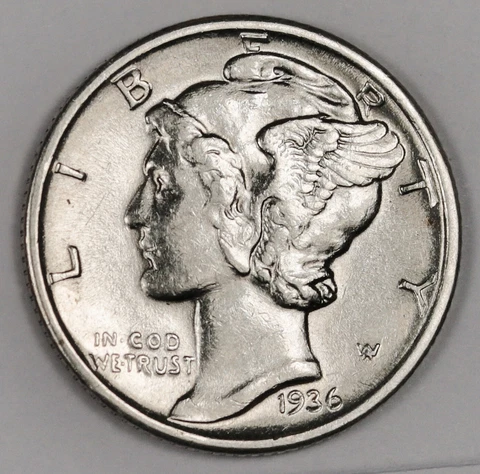 1936-p Mercury Head Dime.   BU.  Inventory I. 176993 Cover
