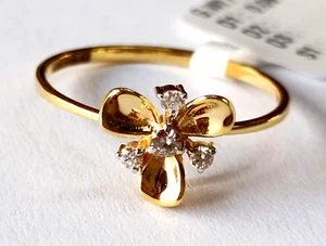 0.08 TCW Natural Diamond Flower Delicate Ring SIZE:6 US 18K Yellow Gold 1.5 G - Picture 1 of 8