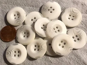 12 New White With Translucent Swirl Plastic Sew-through Buttons 7/8" 23mm # 233 - Picture 1 of 1