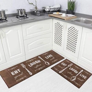 2 Piece Kitchen Rug Set Non-Slip Backing Mat Throw Rug for Kitchen Doormat Ru... - Picture 1 of 7