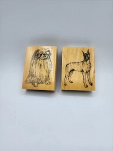 Mounted Rubber Stamps Great Dane & Japanese Chin New - Picture 1 of 5